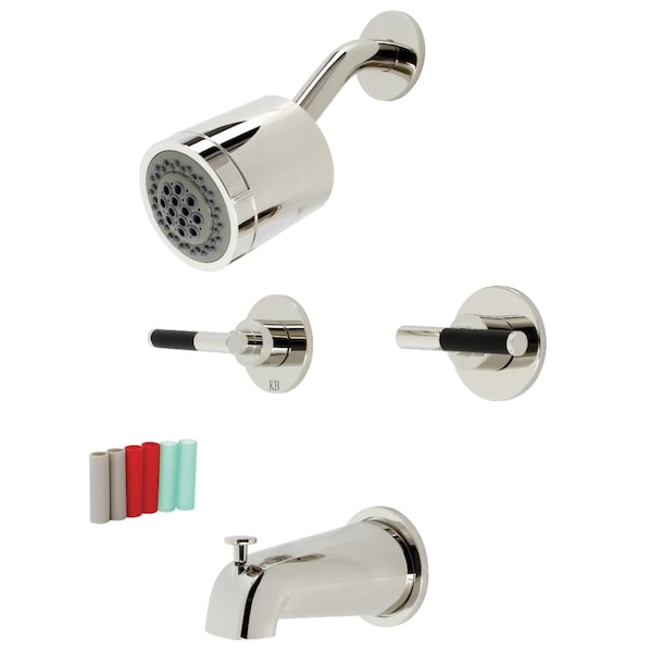 Kingston Brass Two-Handle Tub and Shower Faucet, Polished Nickel KBX8146CKL - main